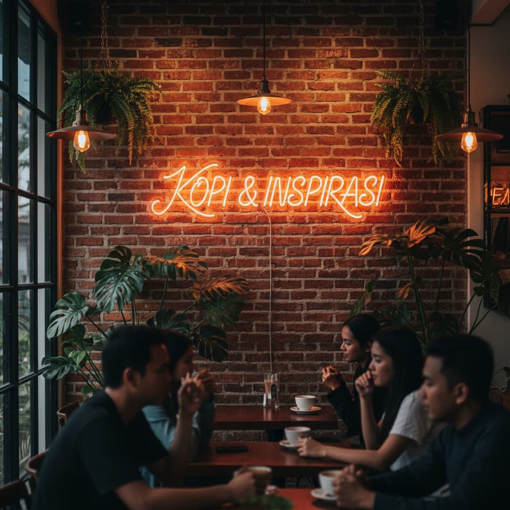Neon sign custom untuk cafe